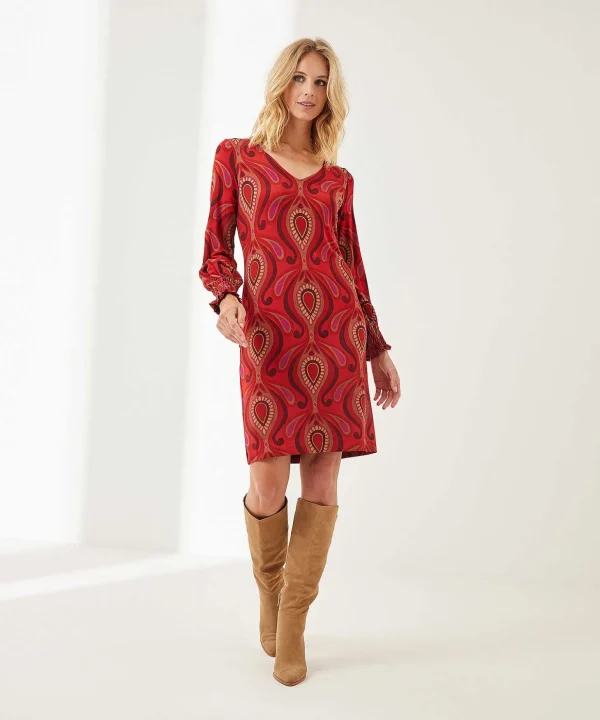 Dress V-Neck Slinky Paisley*Ana Alcazar Outlet