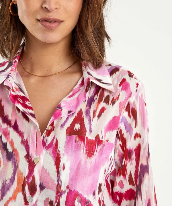 Cotton Voile Blouse Ikat Multicolor** Sale