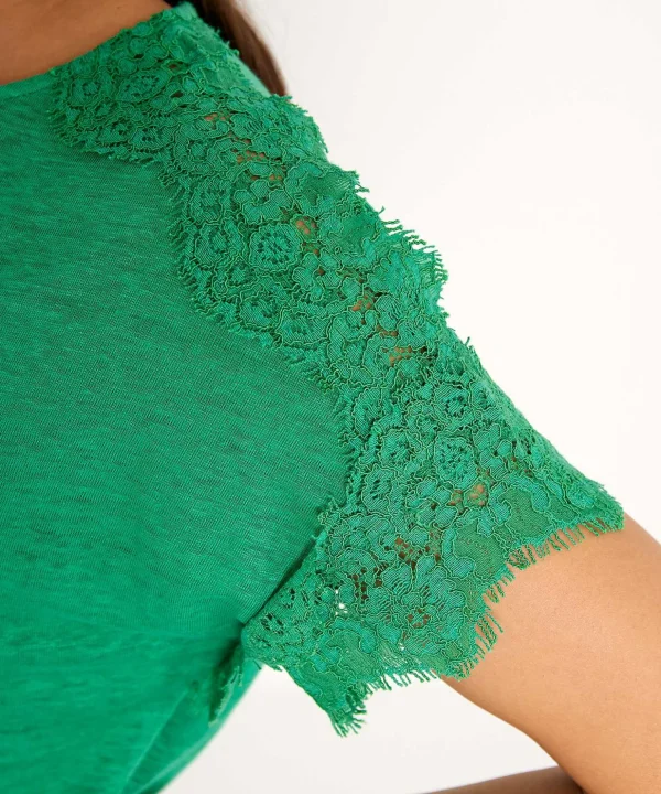 Linen Shirt Lace Shoulders*Emotions Flash Sale
