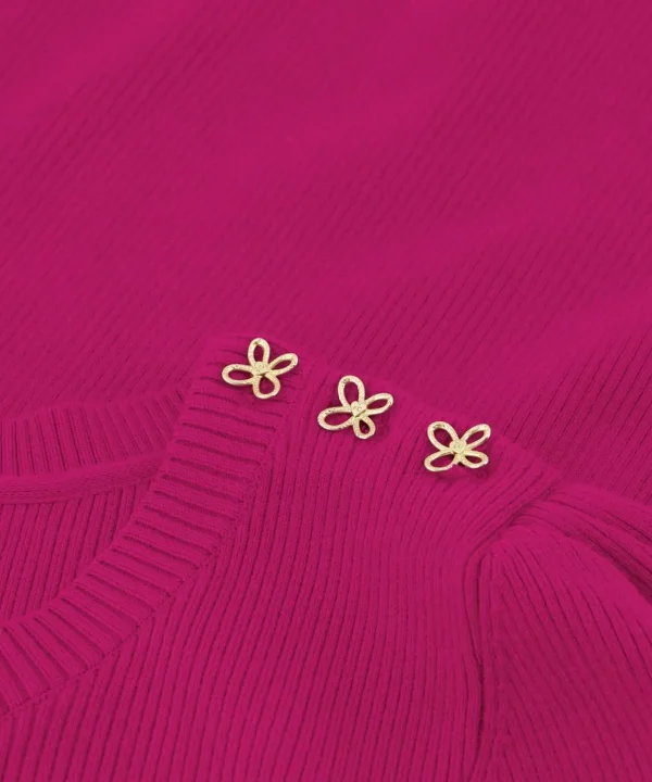 Rib Sweater Button Detail Lillian*Fabienne Chapot Cheap