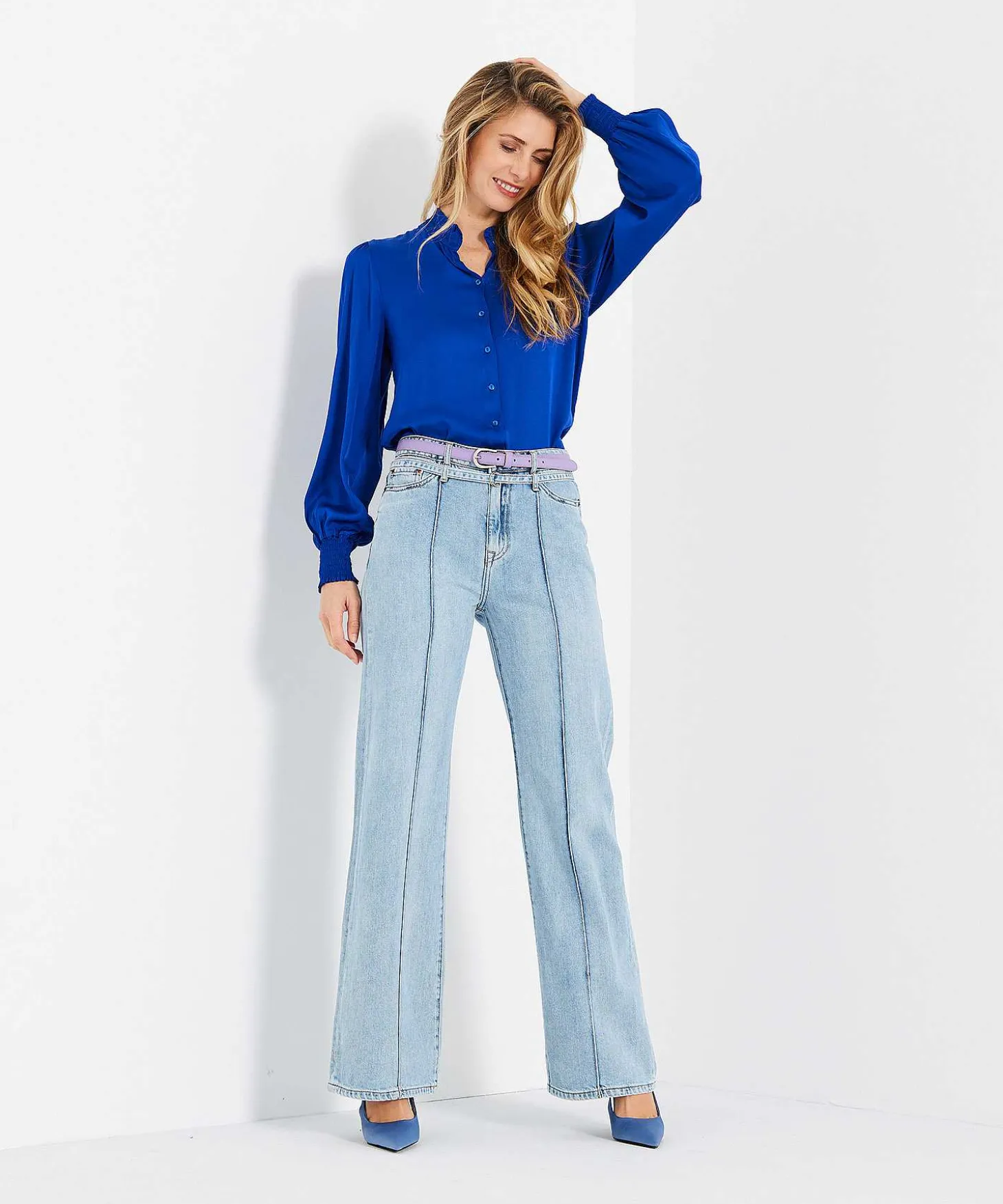 giulia_e_tu_blouse_satin__1.webp Blouse Satin Smock*GIULIA E TU Sale