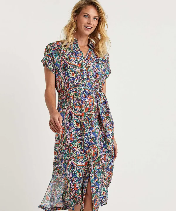 Button-Down Dress Multi Paisley*GIULIA E TU Cheap