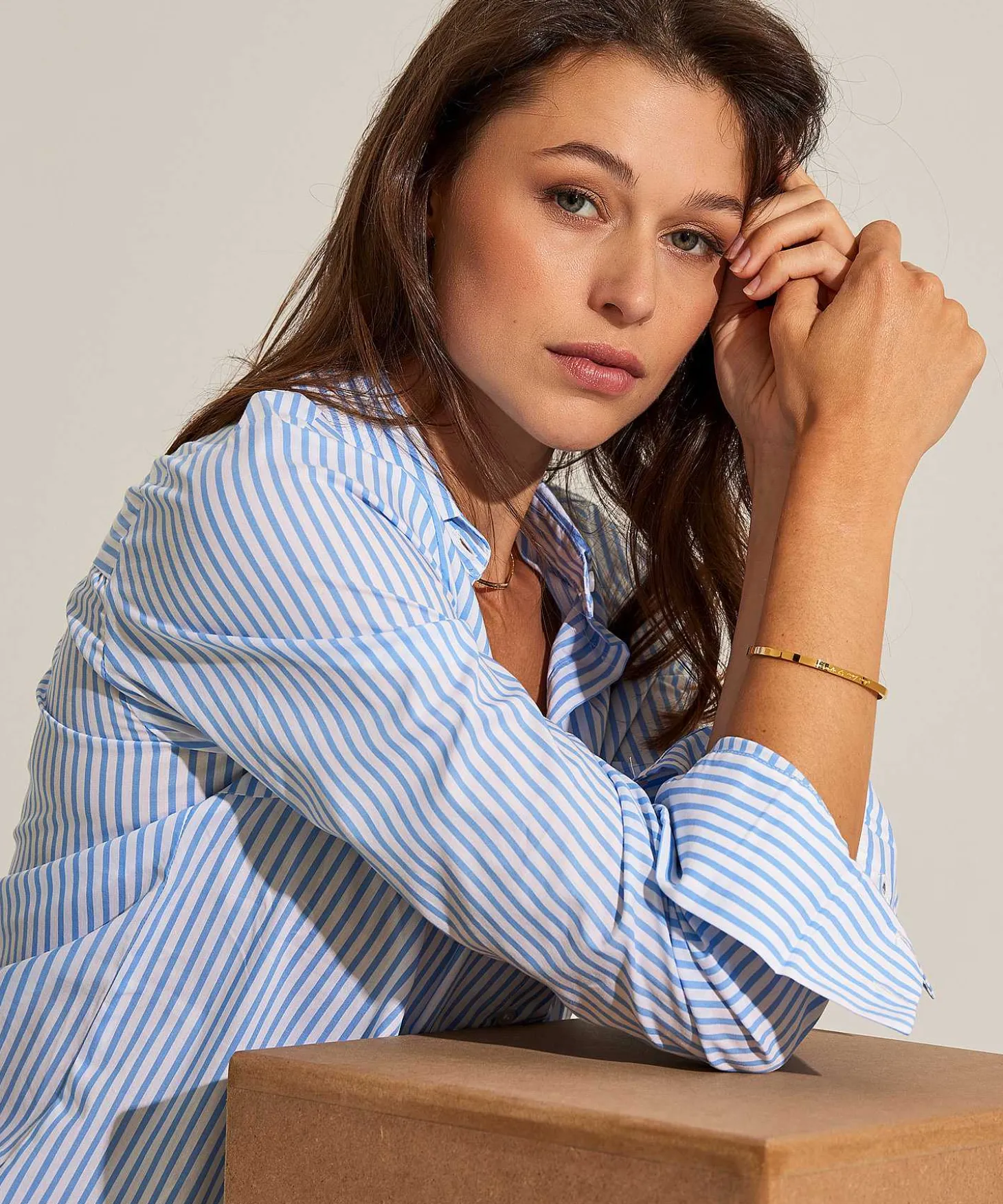 giulia_e_tu_poplin_blouse_1.webp Poplin Blouse Stripe*GIULIA E TU Cheap