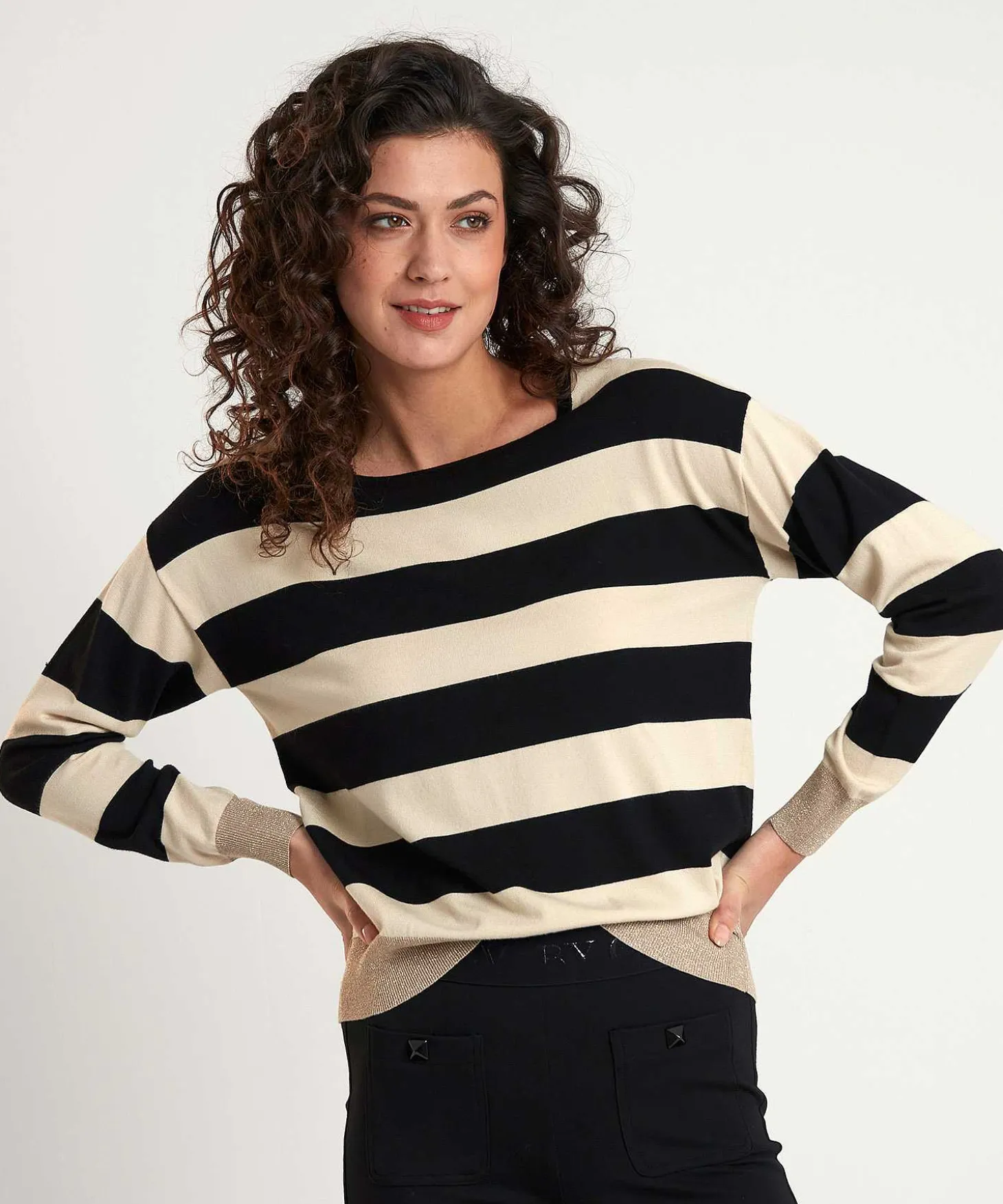 giulia_e_tu_striped_sweat_3.webp Striped Sweater With Lurex Collars*GIULIA E TU Shop