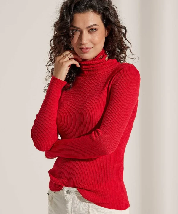 Turtleneck Rib Buttons*Jane Lushka Outlet