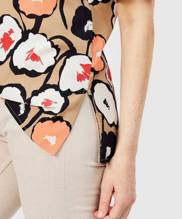 Blouse Pearl Flower Print*KYRA Store