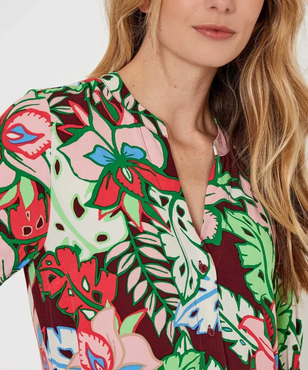 Button-Down Dress Tropical Flower Marena*KYRA Cheap