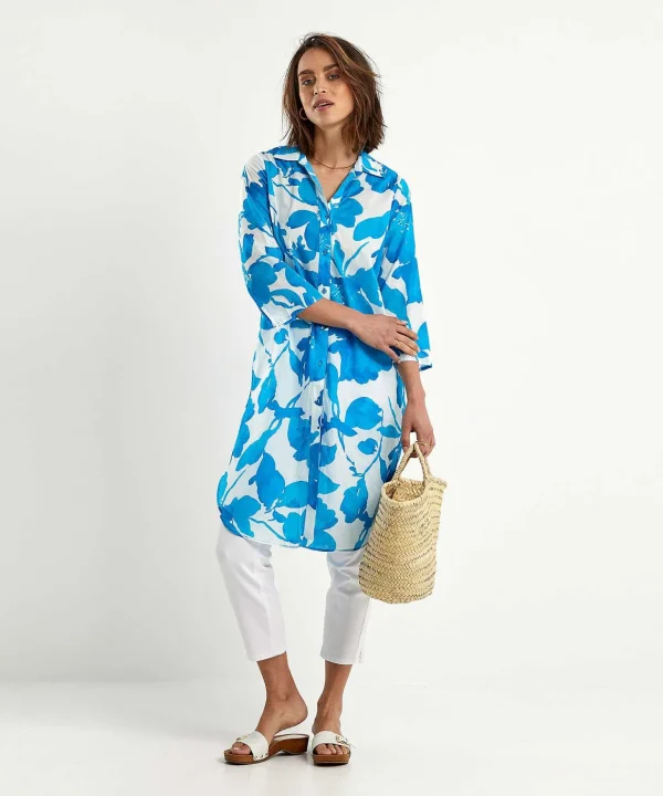Cotton Voile Shirt Dress Flowers Bonnie*KYRA New