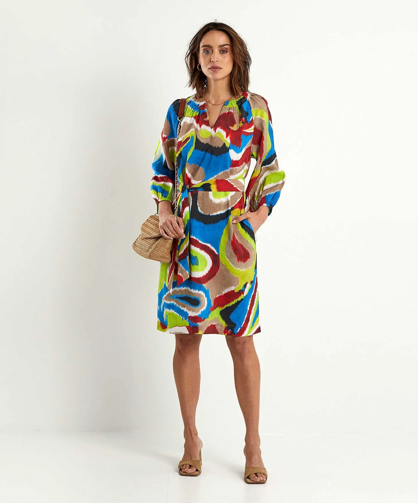 kyra_dress_with_belt_mult_2.webp Dress With Belt Multicolor Esmee*KYRA Best