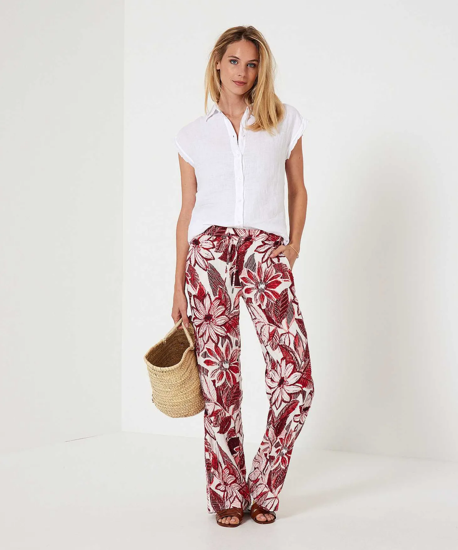 kyra_pants_red_flower_lin_2.webp Pants Red Flower Linza*KYRA Store