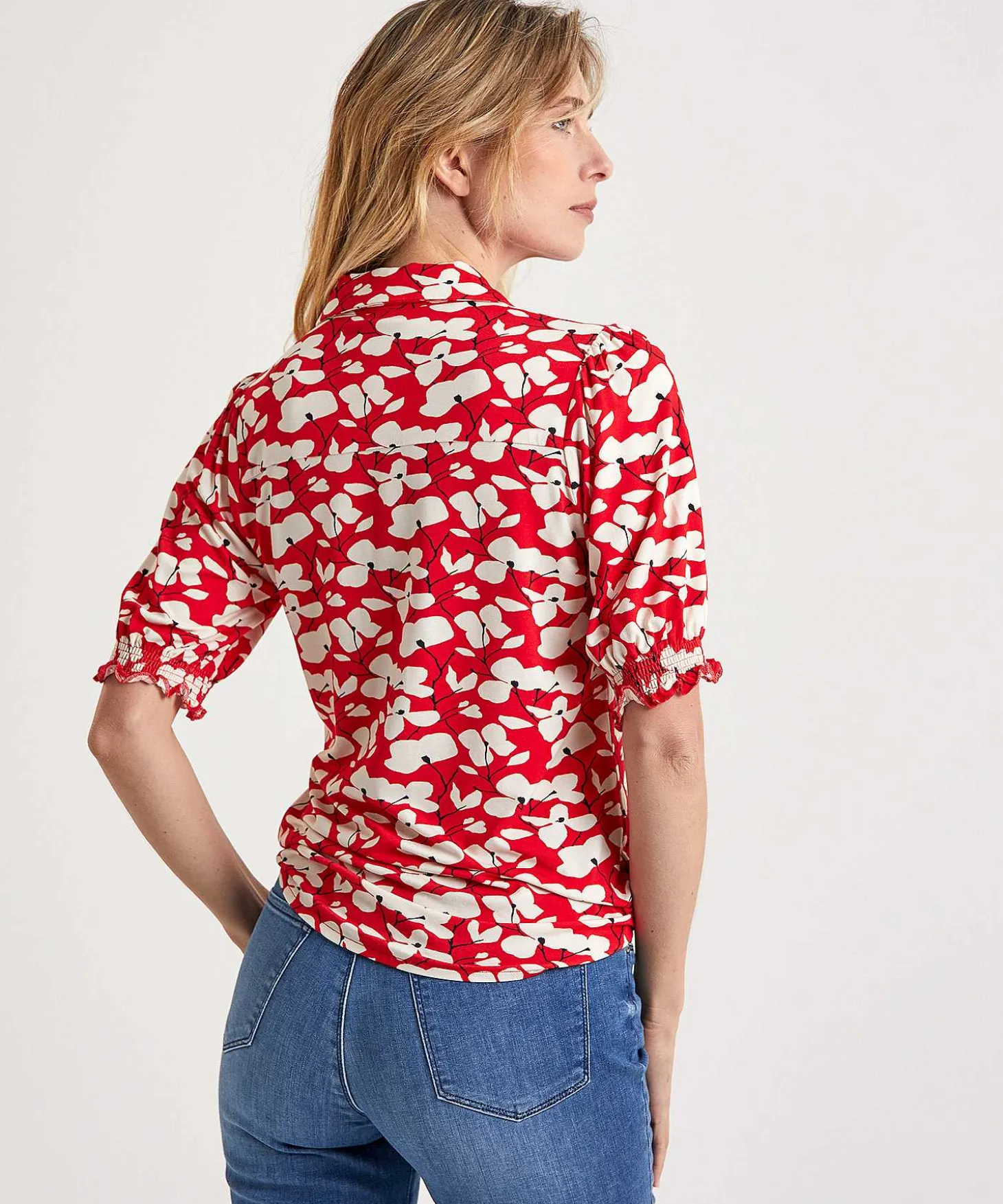 kyra_shirt_blouse_puff_sl_0.webp Shirt Blouse Puff Sleeve Red Flower Rosanne*KYRA Clearance