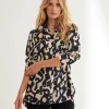 Blouse Two-Tone Print Silk Cairo*LaSalle Flash Sale