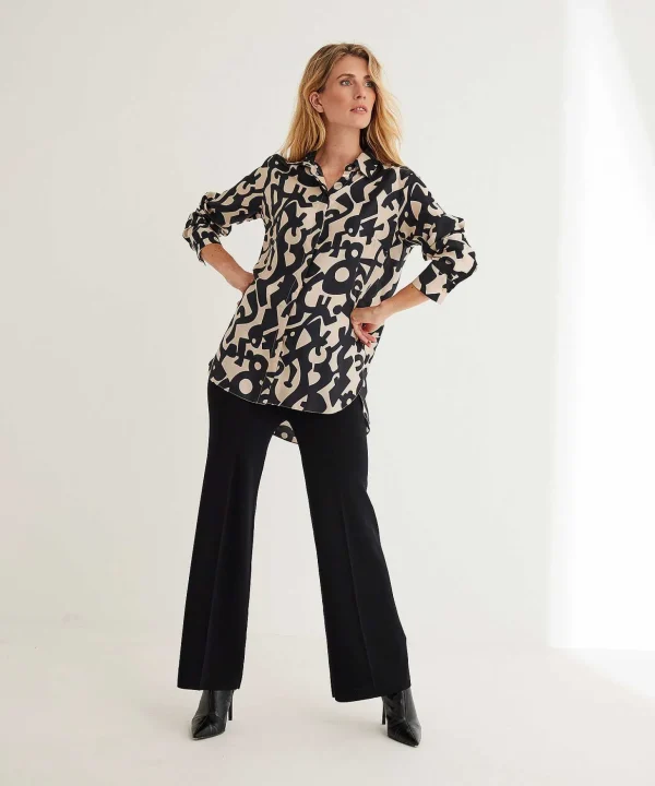 Blouse Two-Tone Print Silk Cairo*LaSalle Flash Sale