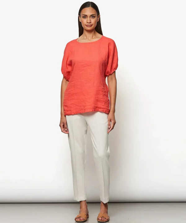 Linen Top Puff Sleeve*LaSalle Cheap