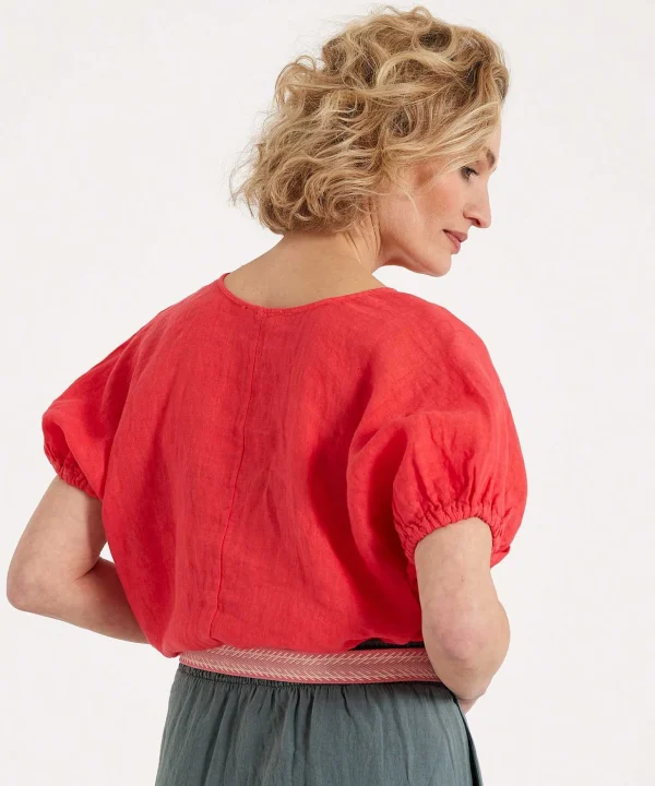 Linen Top Puff Sleeve*LaSalle Cheap
