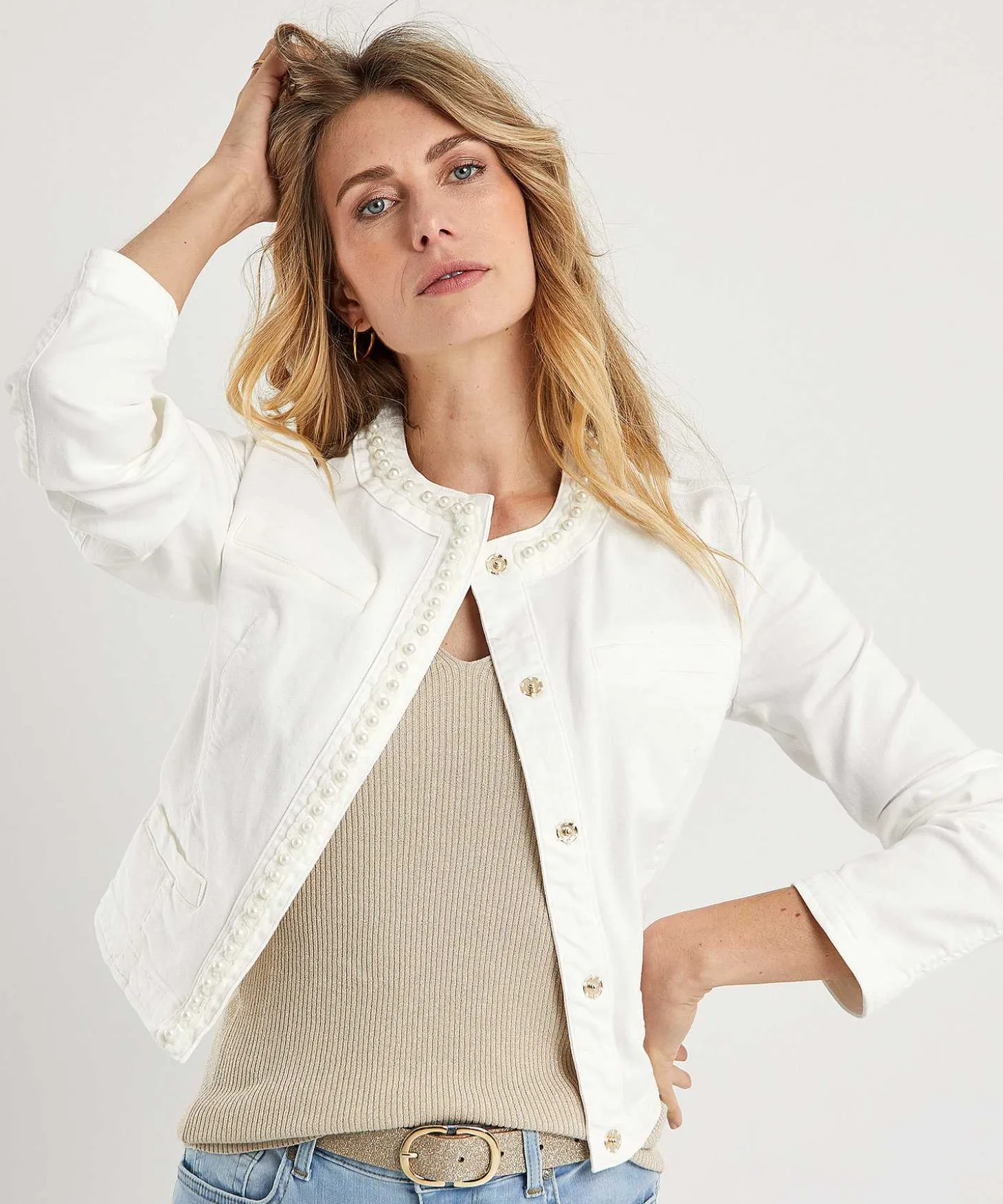 liu_jo_denim_jacket_with__1.webp Denim Jacket With Pearls*LIU JO Best Sale