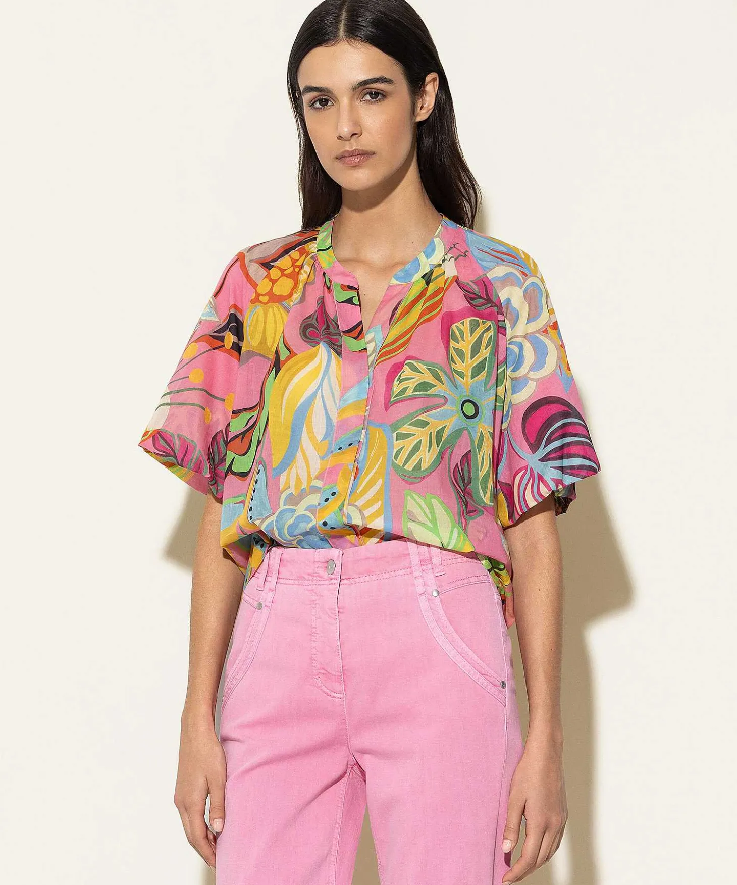 luisa_cerano_blouse_tropi_2.webp Blouse Tropical Flower Print*Luisa Cerano Discount