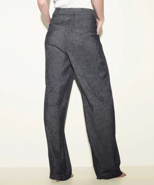 Linen Mix Wide Leg Pants Denim Look*Luisa Cerano Flash Sale