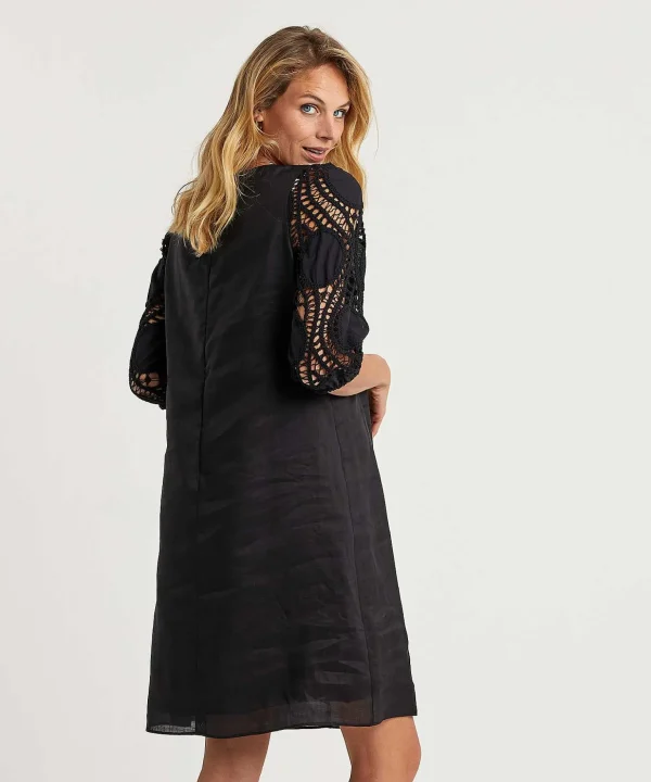 Ramie Dress Crochet Sleeve*Luisa Cerano Flash Sale