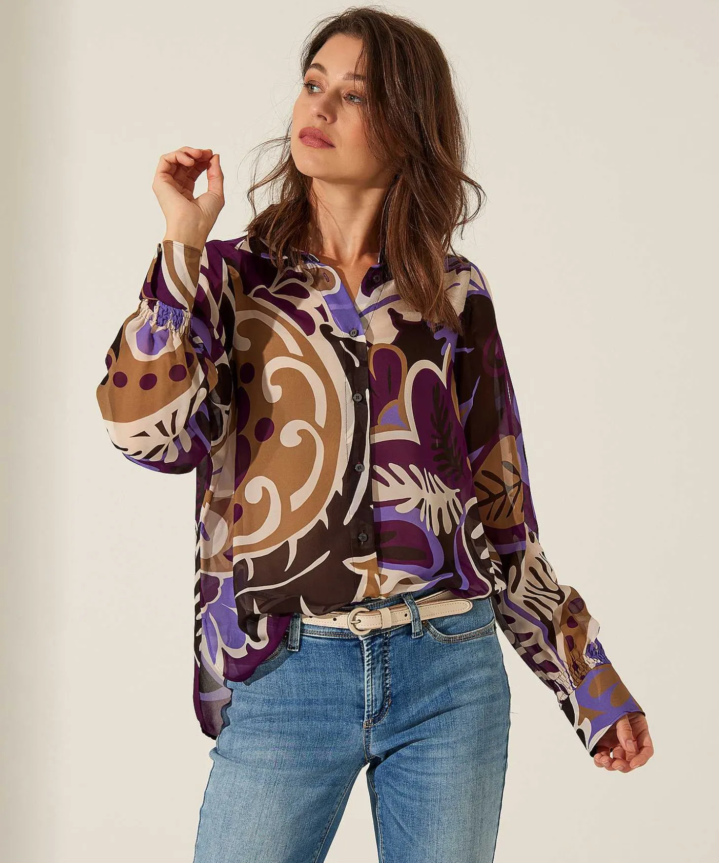 luisa_cerano_voile_blouse_1.webp Voile Blouse Flower Print*Luisa Cerano Cheap