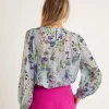 Marc Cain Blouse Floral Print With Ruffle Edge*Marc Cain Collections Outlet