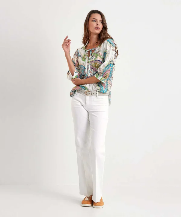 Marc Cain Blouse Multicolor Leaf Print*Marc Cain Collections Cheap