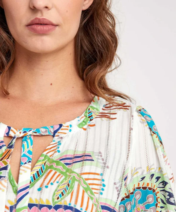 Marc Cain Blouse Multicolor Leaf Print*Marc Cain Collections Cheap