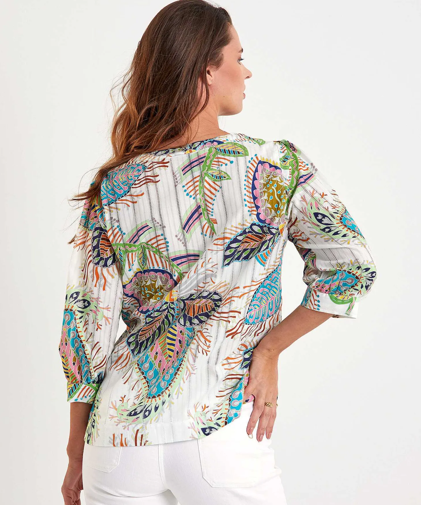 marc_cain_blouse_multicol_3.webp Marc Cain Blouse Multicolor Leaf Print*Marc Cain Collections Cheap