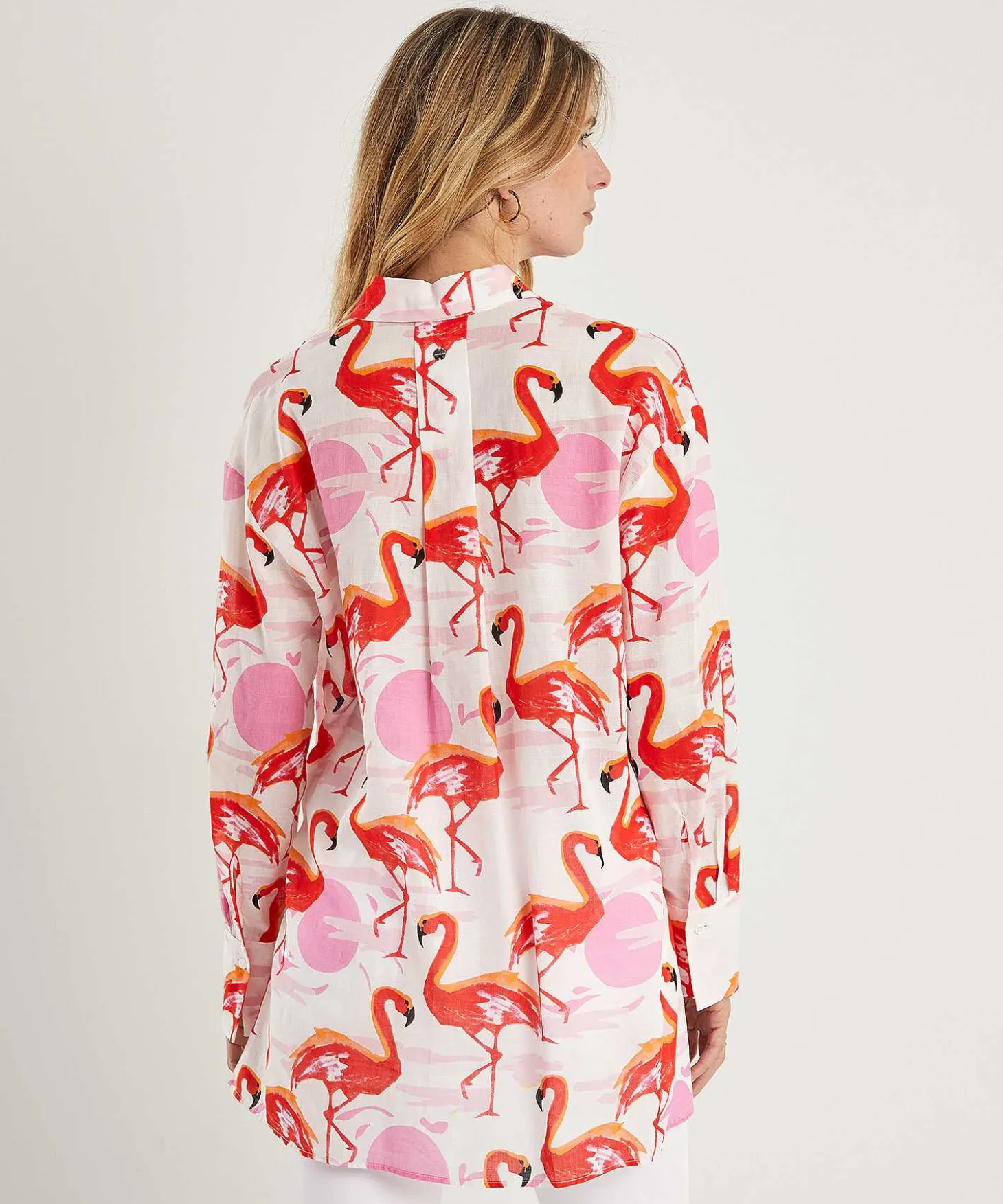 marc_cain_long_cotton_voi_2.webp Marc Cain Long Cotton Voile Blouse Flamingo*Marc Cain Additions Clearance