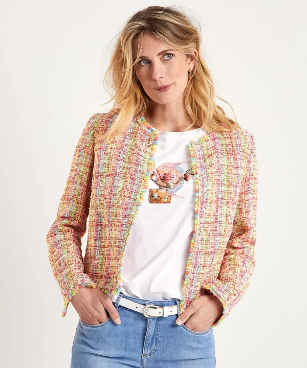 Marc Cain Multicolor Boucle Vest Jacket*Marc Cain Collections Hot