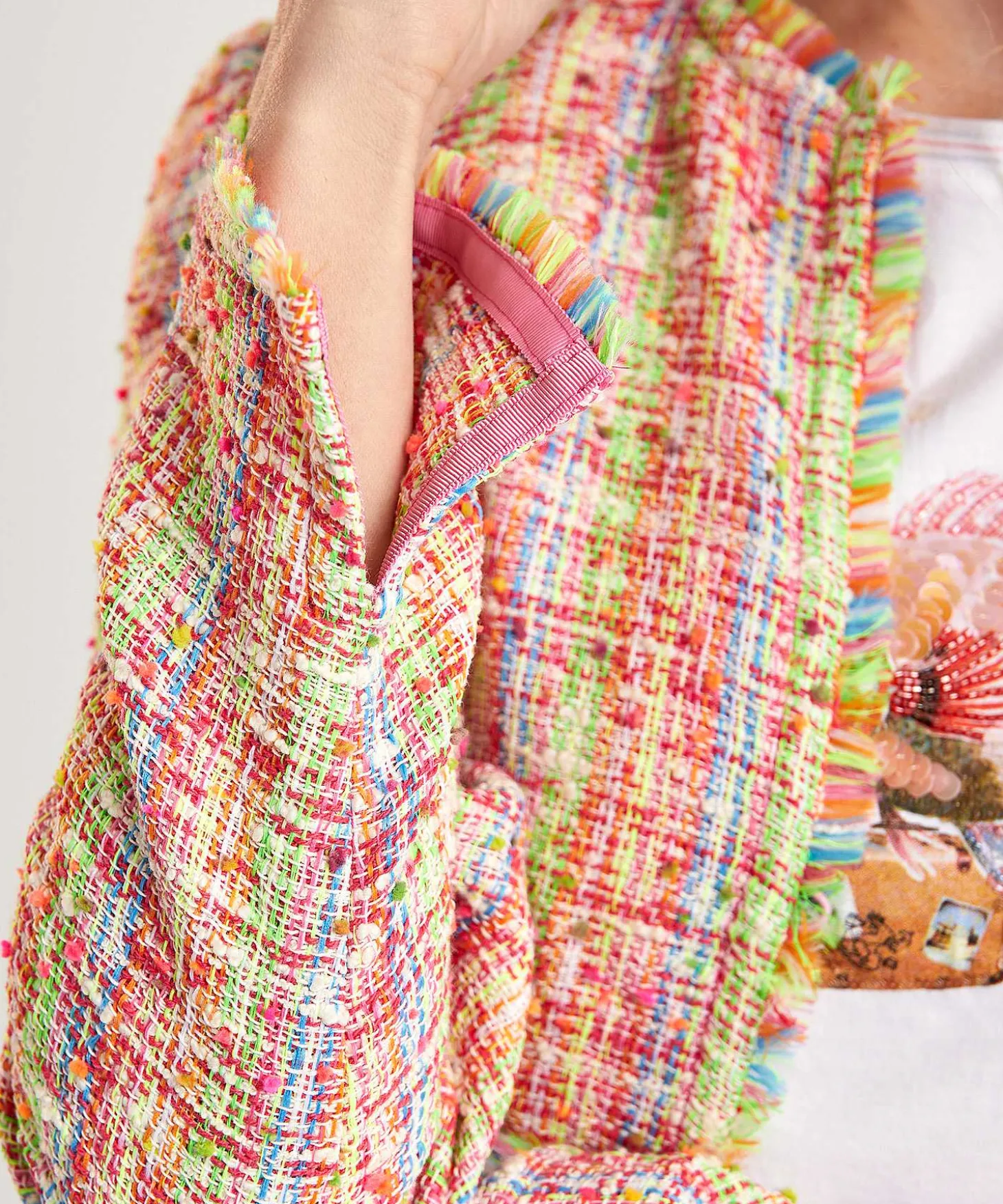 marc_cain_multicolor_bouc_3.webp Marc Cain Multicolor Boucle Vest Jacket*Marc Cain Collections Hot