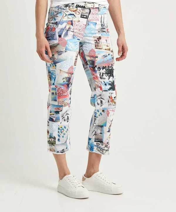 Cropped Jeans Photo Print Fyli*Marc Cain Sports Fashion