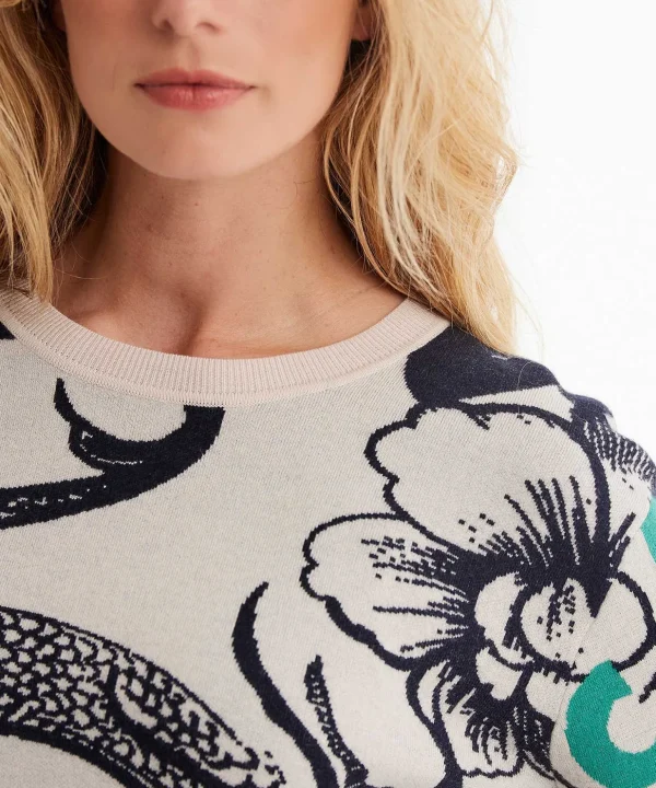 Jacquard Sweater With Floral Print And Trim*Marc Cain Sports Hot