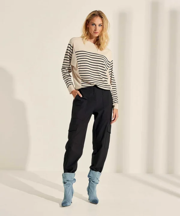 Sweater Stripe Batwing Sleeve Wool Mix*Marc Cain Sports Best