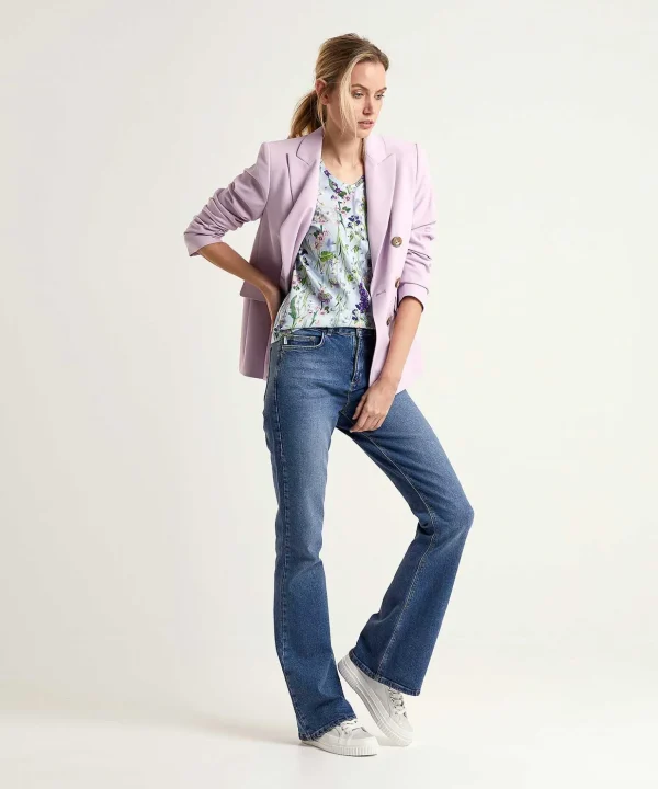 Marc Cain T-Shirt Floral Print Pleated Detail*Marc Cain Collections Sale