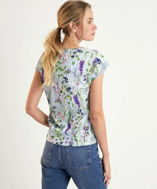 Marc Cain T-Shirt Floral Print Pleated Detail*Marc Cain Collections Sale