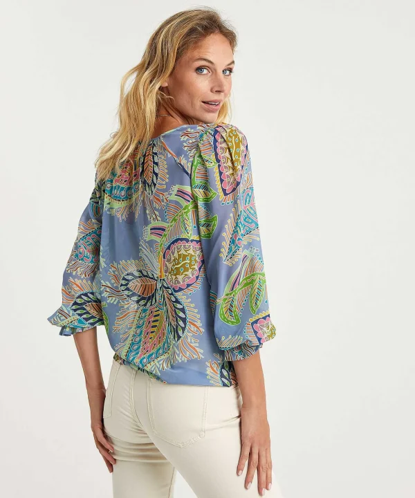 Marc Cain Voile Blouse Multicolor Leaf Print*Marc Cain Collections Fashion