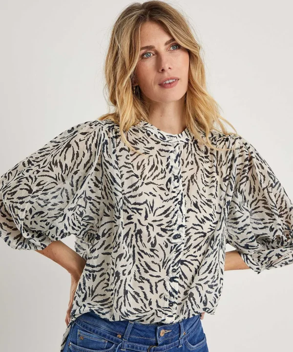 Cotton Voile Blouse Butterfly*Moscow Online