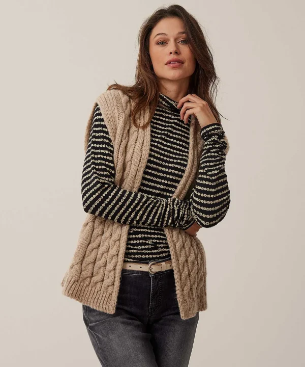 Sleeveless Vest Cable Motif Burma*Moscow Discount