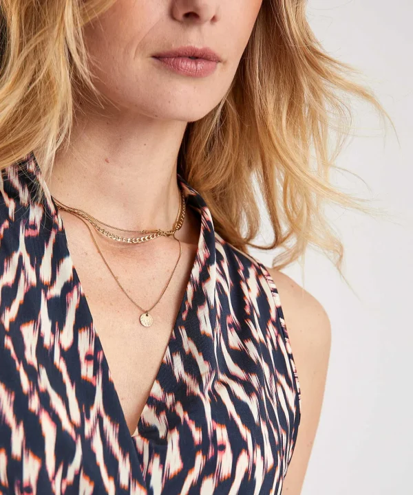 Slinky Wrap Top Blurry Print*No Man's Land Outlet