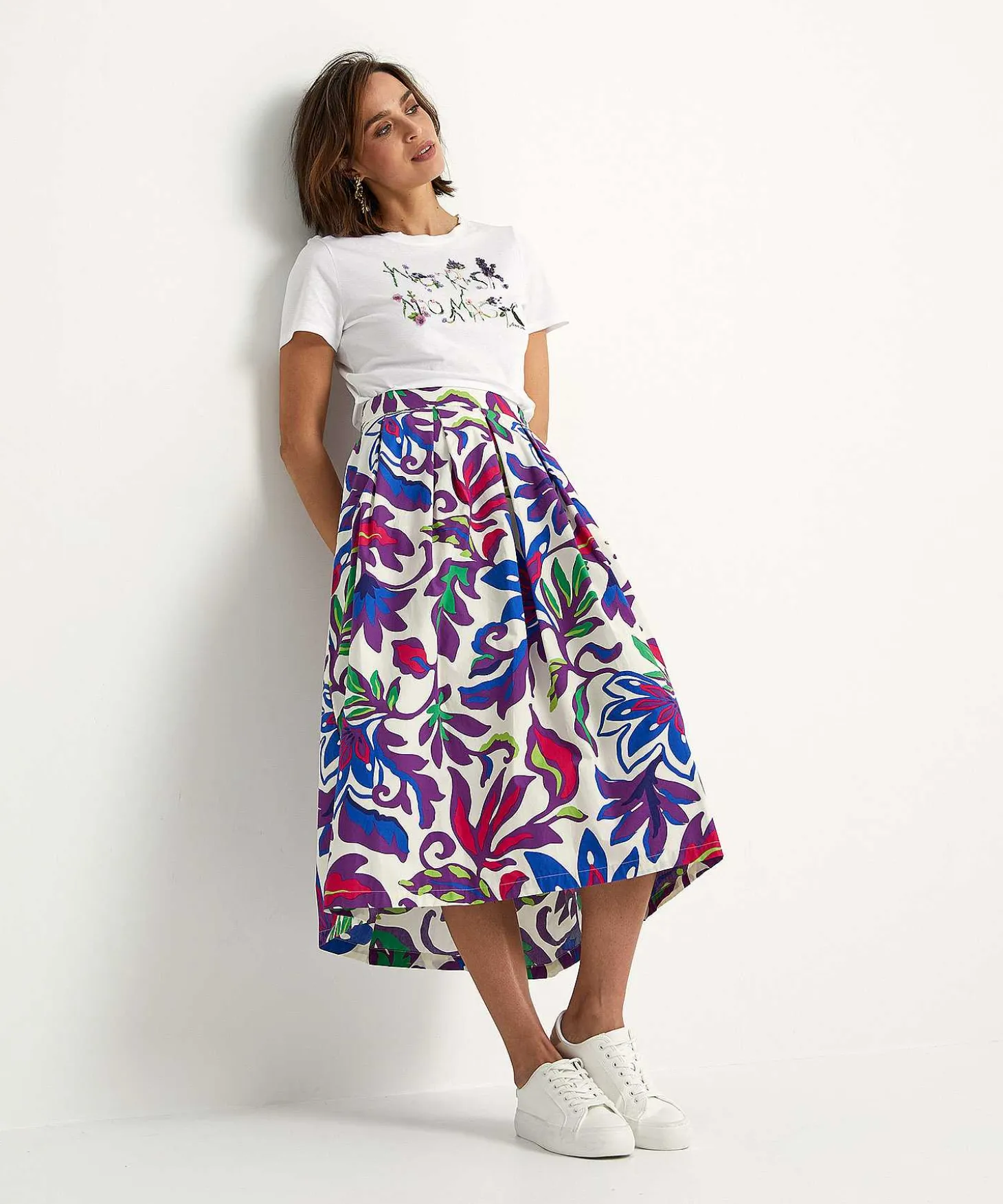 oui_poplin_pleated_skirt__3.webp Poplin Pleated Skirt Big Flower*OUI Cheap