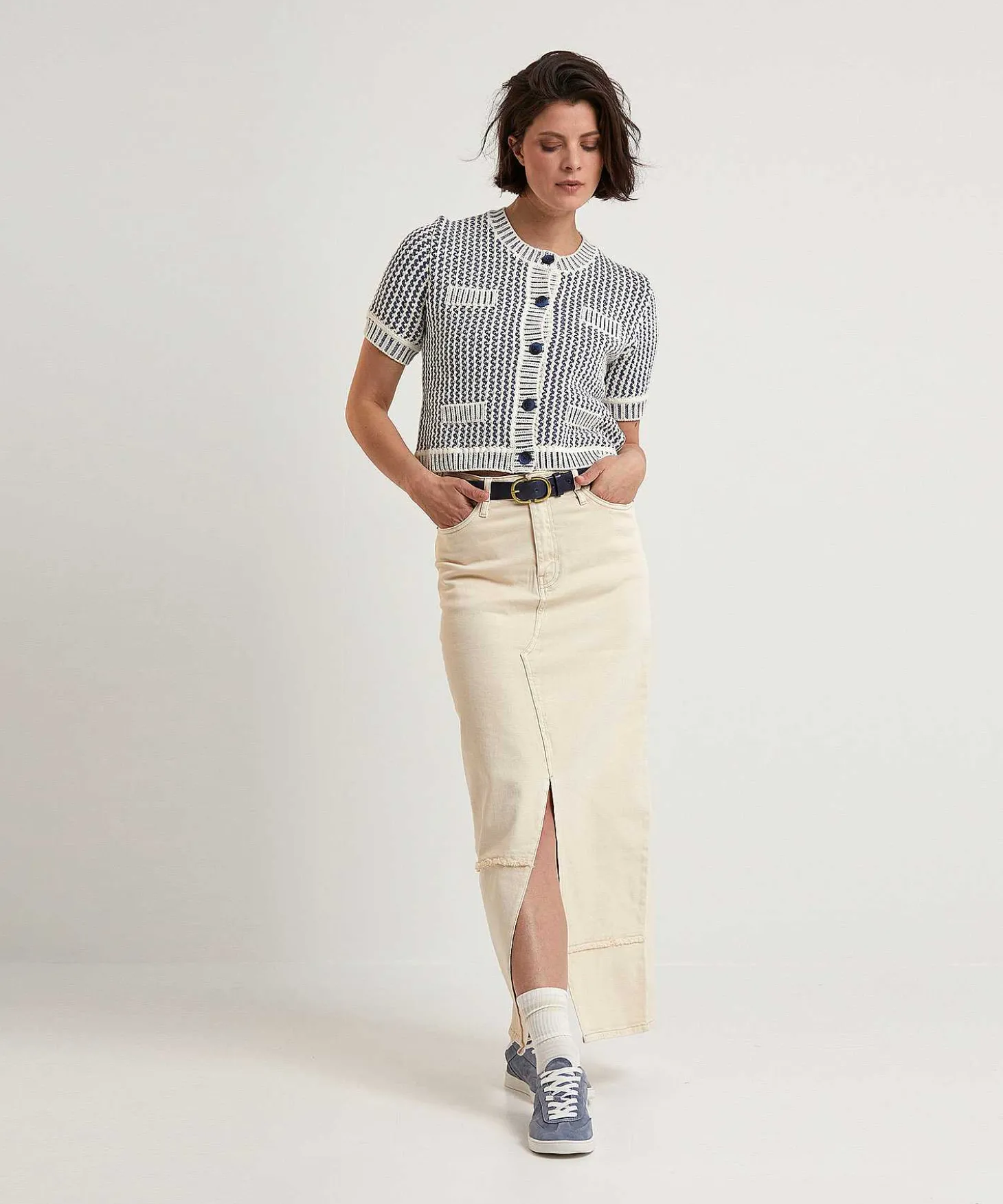 oui_short_cardigan_twoton_1.webp Short Cardigan Two-Tone*OUI Cheap
