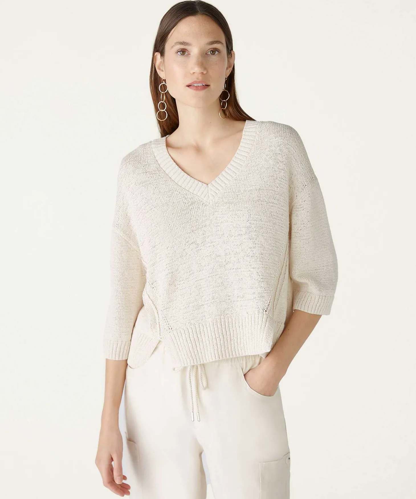 oui_short_ribbon_yarn_swe_0-1.webp Short Ribbon Yarn Sweater*OUI Flash Sale