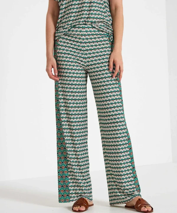 Slinky Wide Leg Pants Retro Print*OUI Best