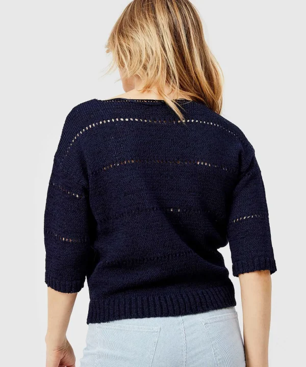 Ribbon Yarn Sweater Ajour** New