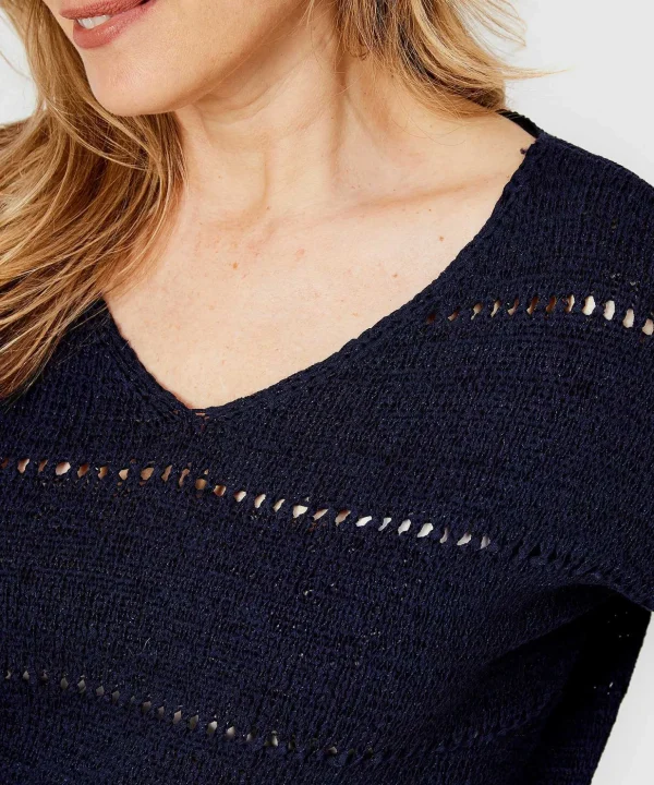 Ribbon Yarn Sweater Ajour** New
