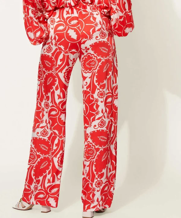 Silky Palazzo Pants Leaf Print May*Rosner Clearance