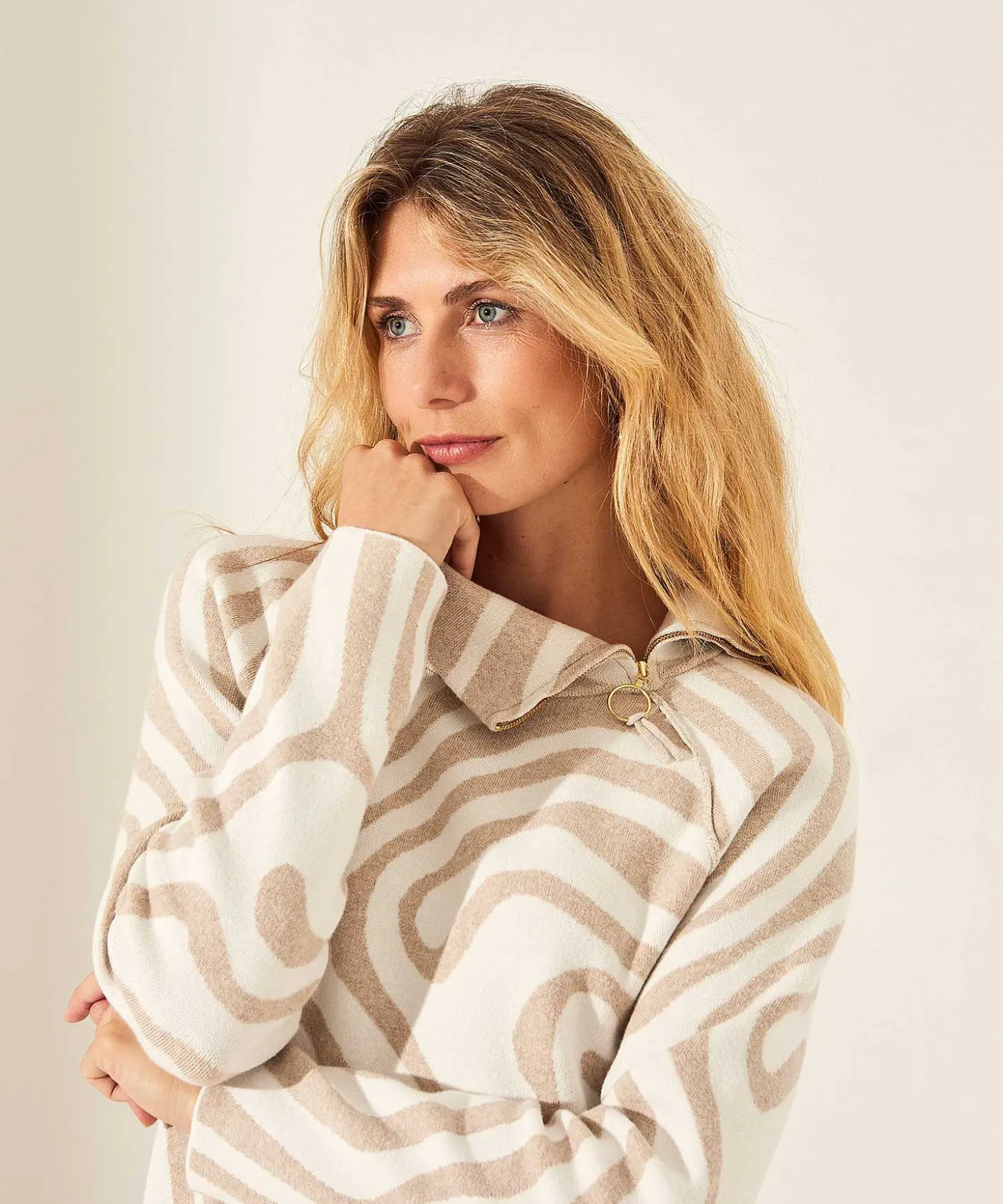 sweater_asymmetrical_zip_3.webp Sweater Asymmetrical Zipper Swirl** Best Sale