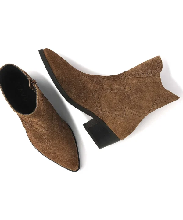Suede Ankle Boot Cowboy Shelly Coop*VIA VAI Best Sale