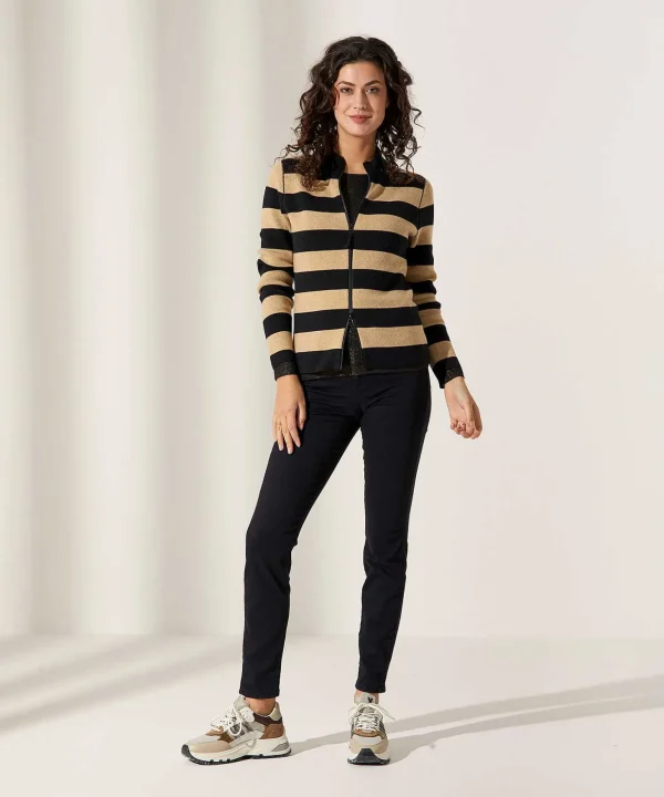Zipper Cardigan Blockstripe** Flash Sale
